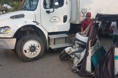 Mototaxi Vs. camión: tres lesionados