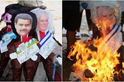 Quema de piñatas con las figuras de los presidentes de Venezuela, Nicaragua, Cuba, bloqueos y protestas: lo que se vivió en la visita de AMLO a Chiapas
